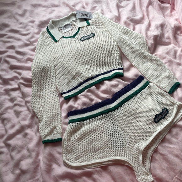 White Mesh Two-Piece Set - Picture 2 of 4